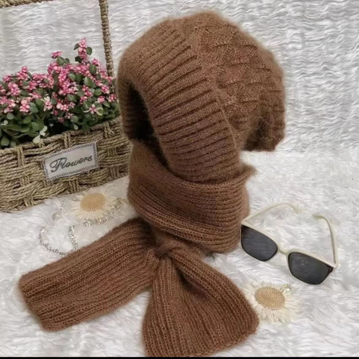 Écharpe à capuche épaisse et chaude une pièce pour femme