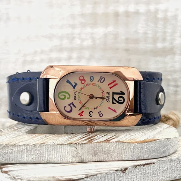 🎁50% de réduction😄Montre vintage en cuir et pierre à quartz pour femme